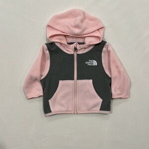 The North Face Kids Pink and Gray Fleece Hoodie